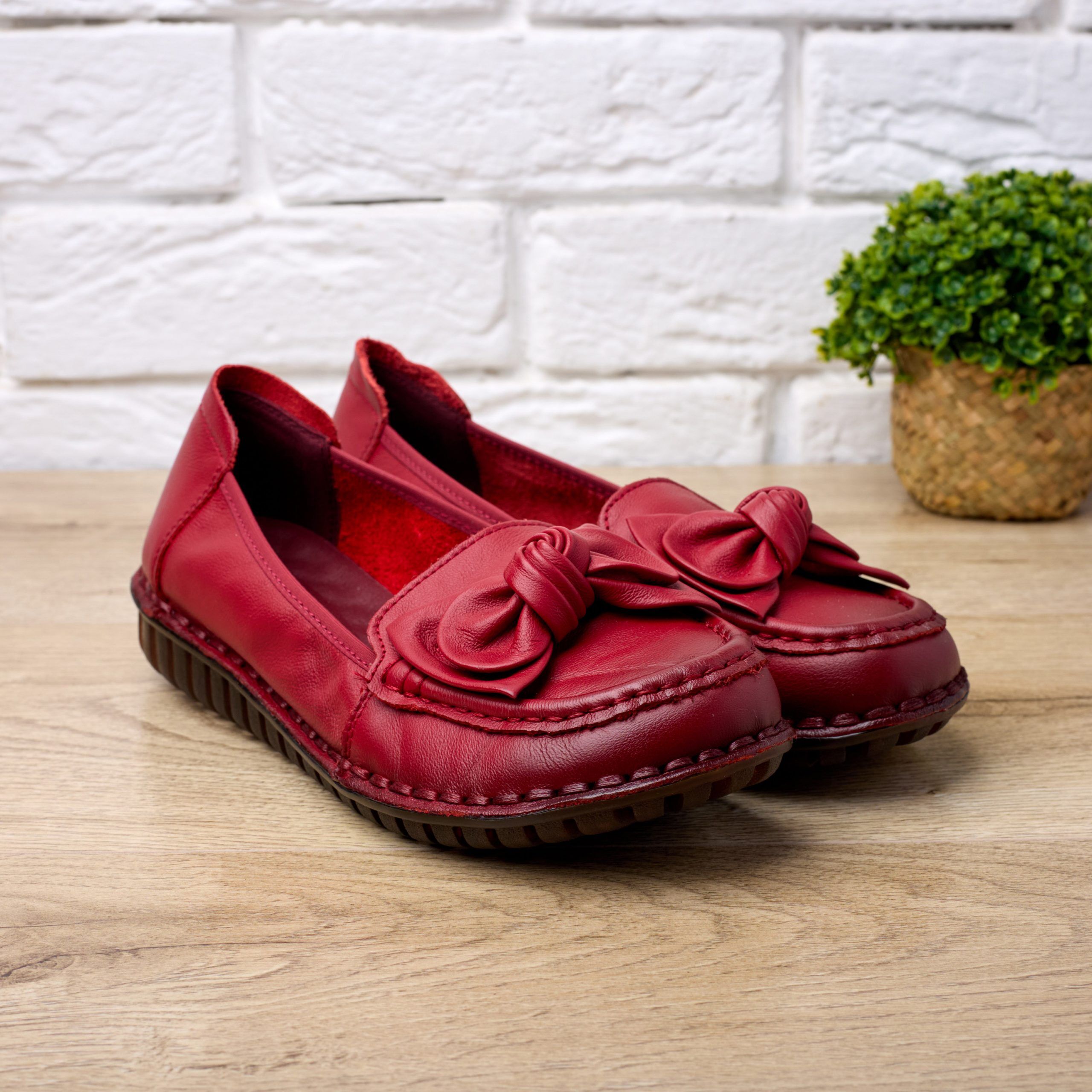 Pantofi piele dama W043221, Bordo - imagine 1