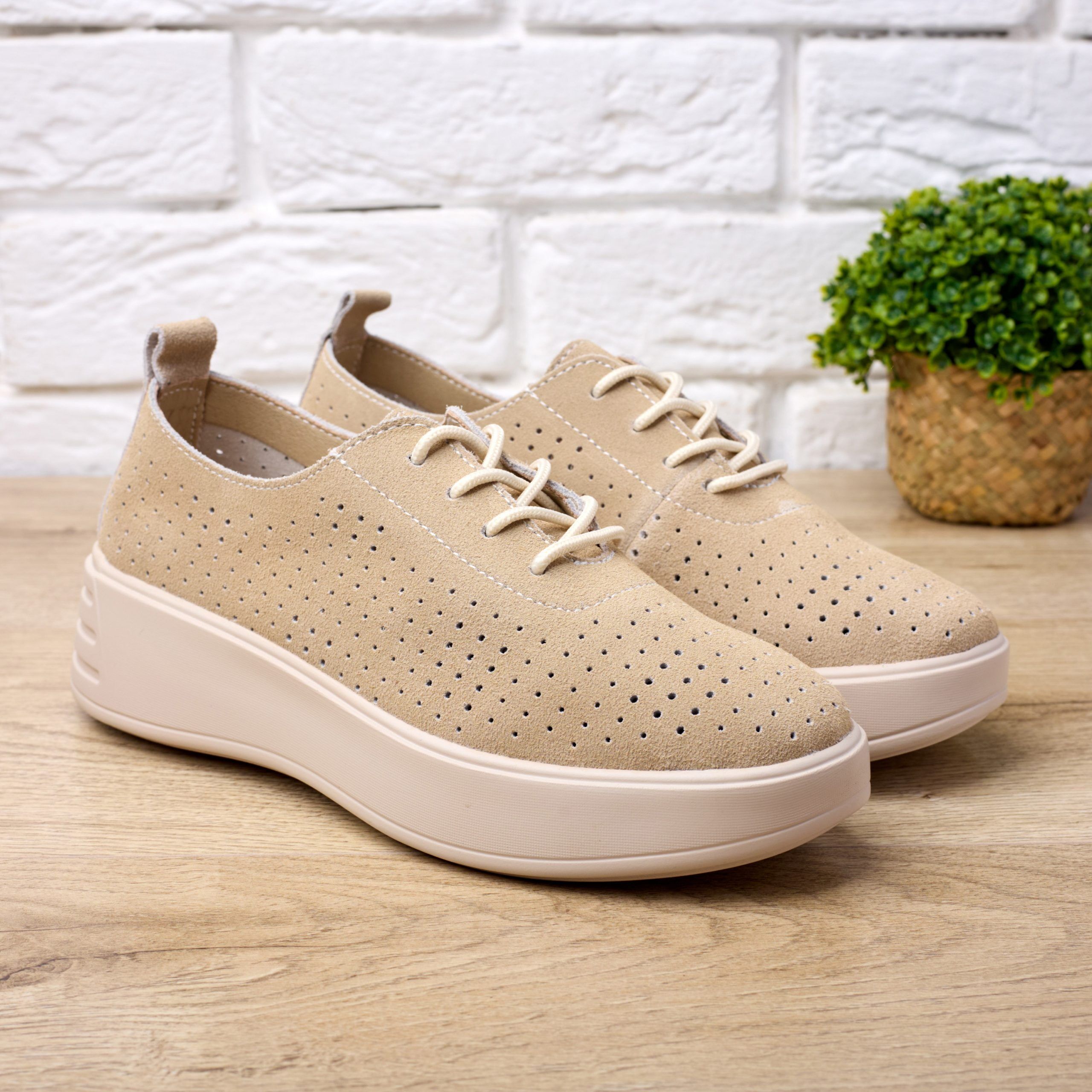 Pantofi piele dama 595003, Bej - imagine 1