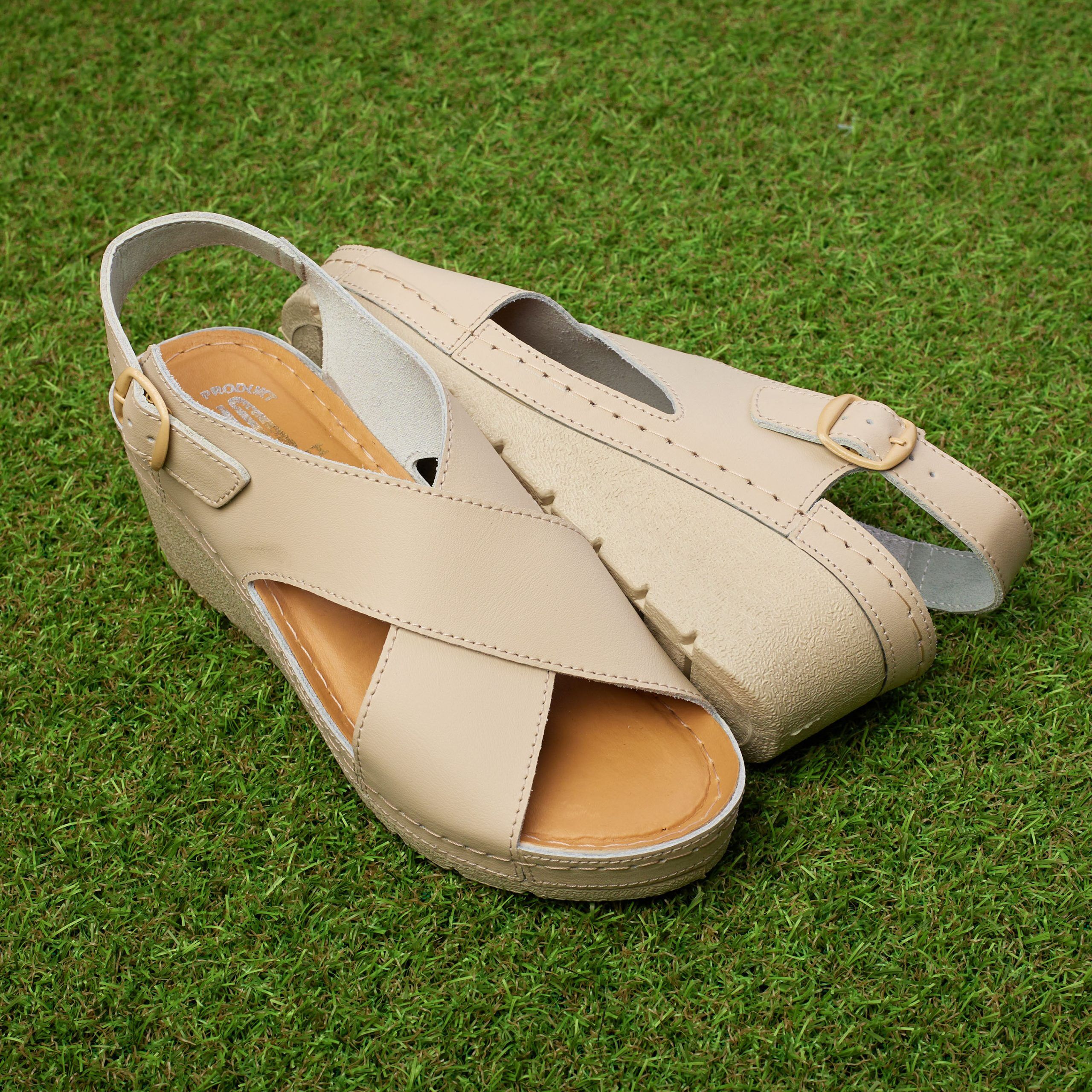 01 (0) Sandale piele dama "Tellus" 27-03, Bej - imagine 1