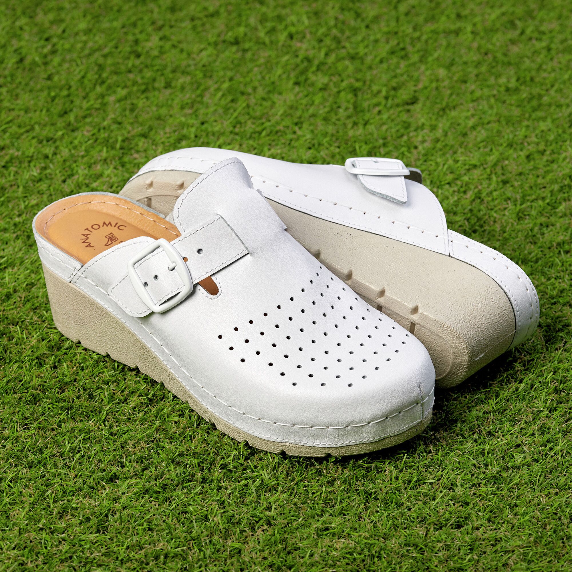 02 - 1 Saboti medicali piele dama Tellus 27-09, Alb - imagine 1