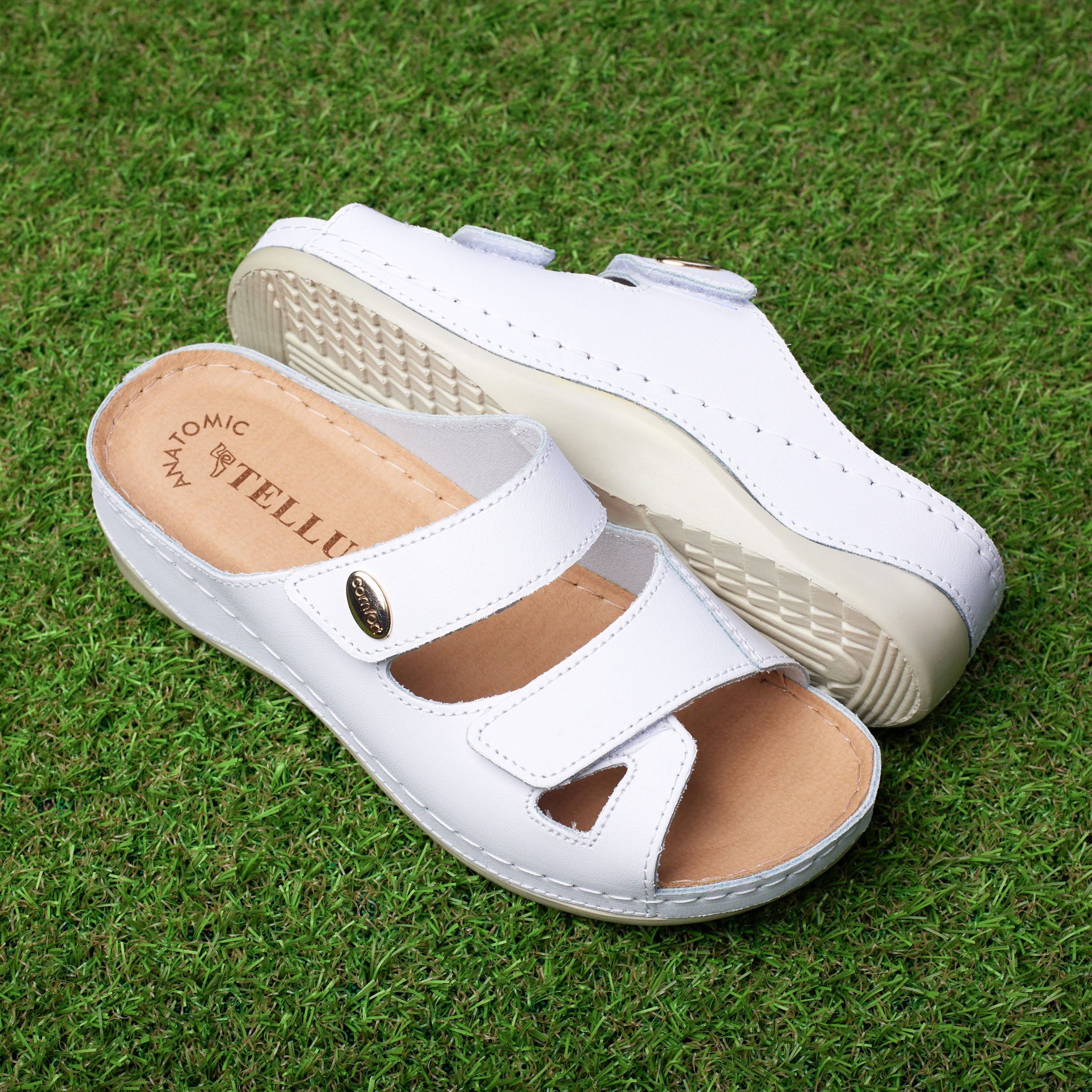 03 (10) Papuci piele "Tellus" 25-03, Alb - imagine 1