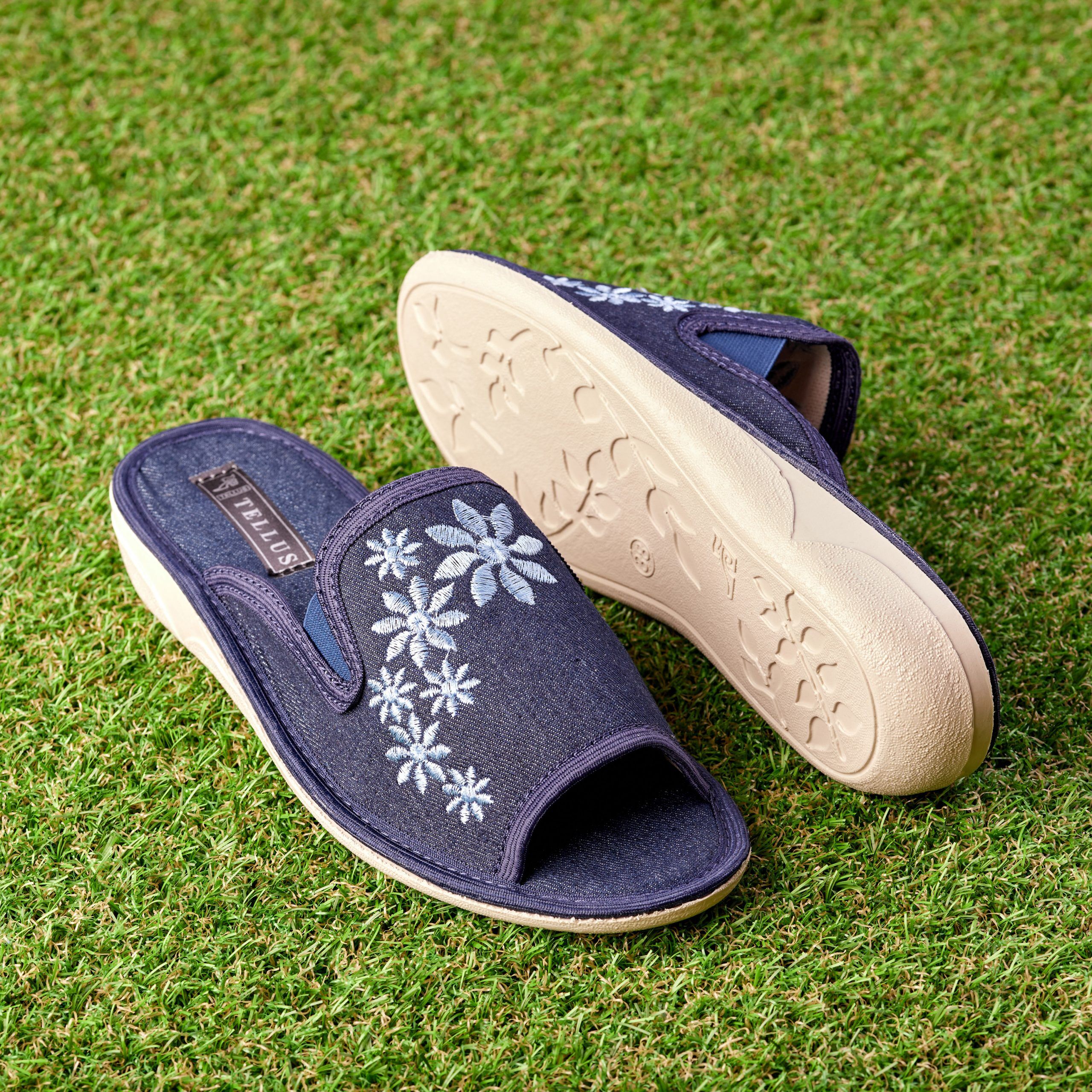 Papuci de casă decupați "TELLUS"  11-15, Denim - imagine 1