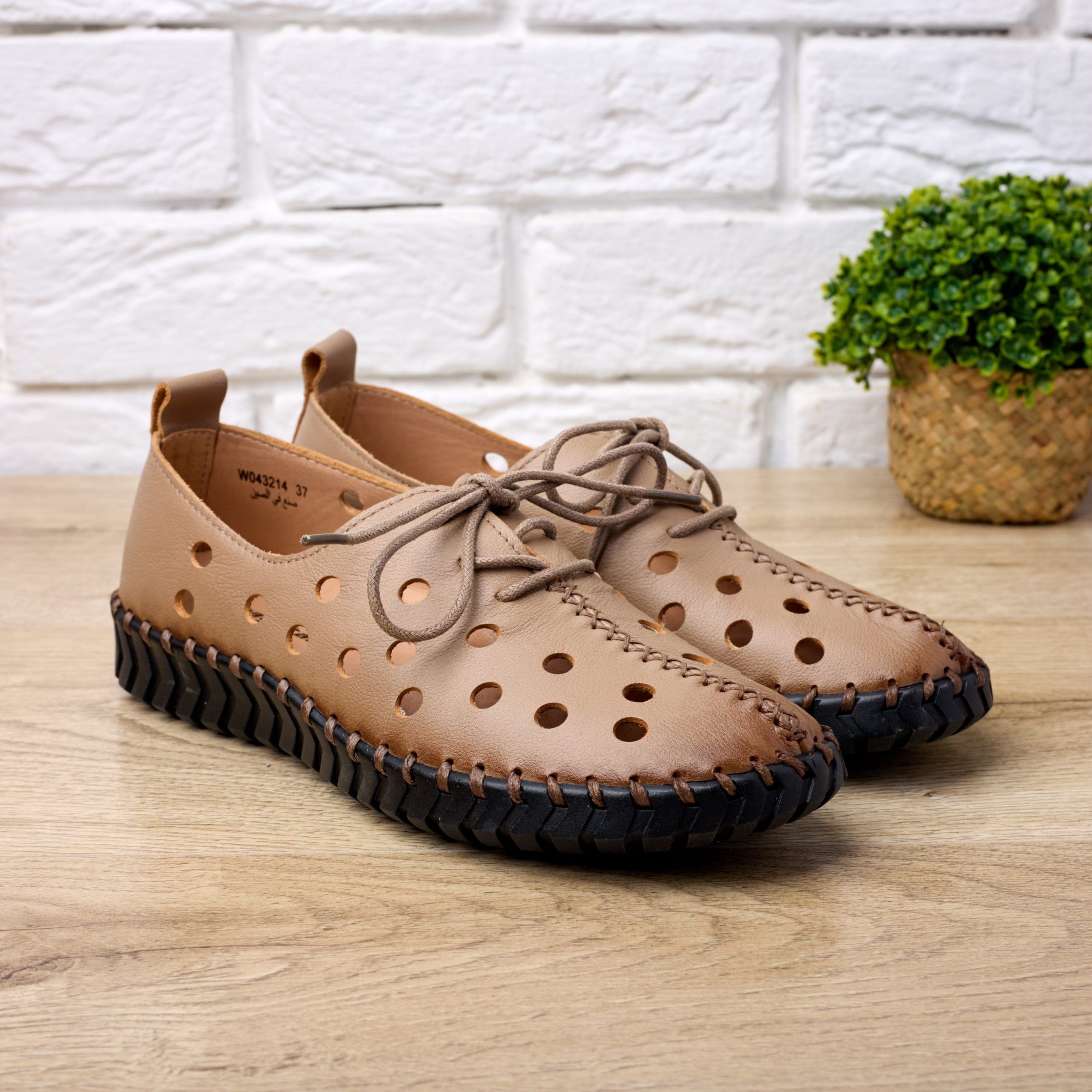 Pantofi piele dama W043214, Bej - imagine 1