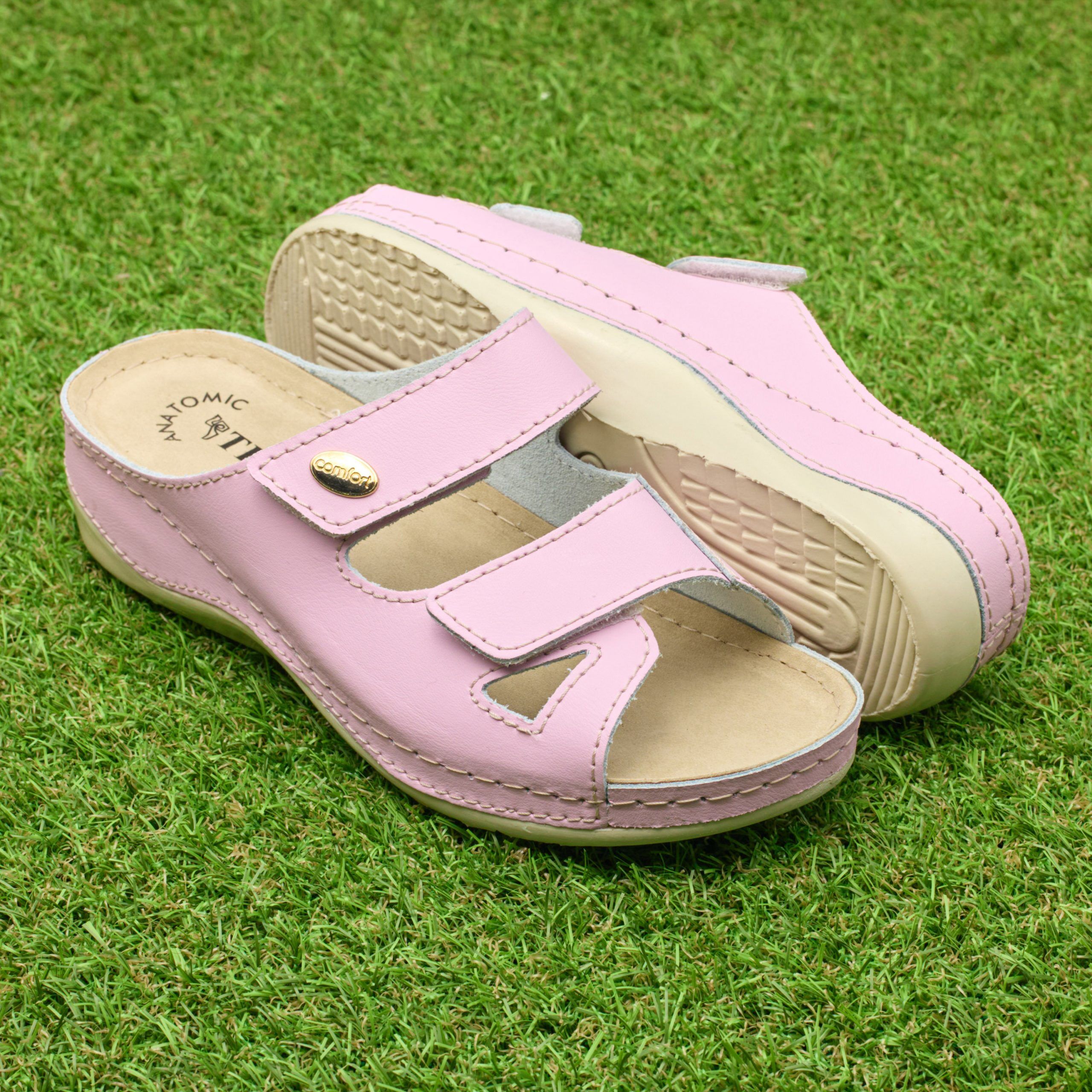 Papuci piele "Tellus" 25-03, Roz - imagine 1