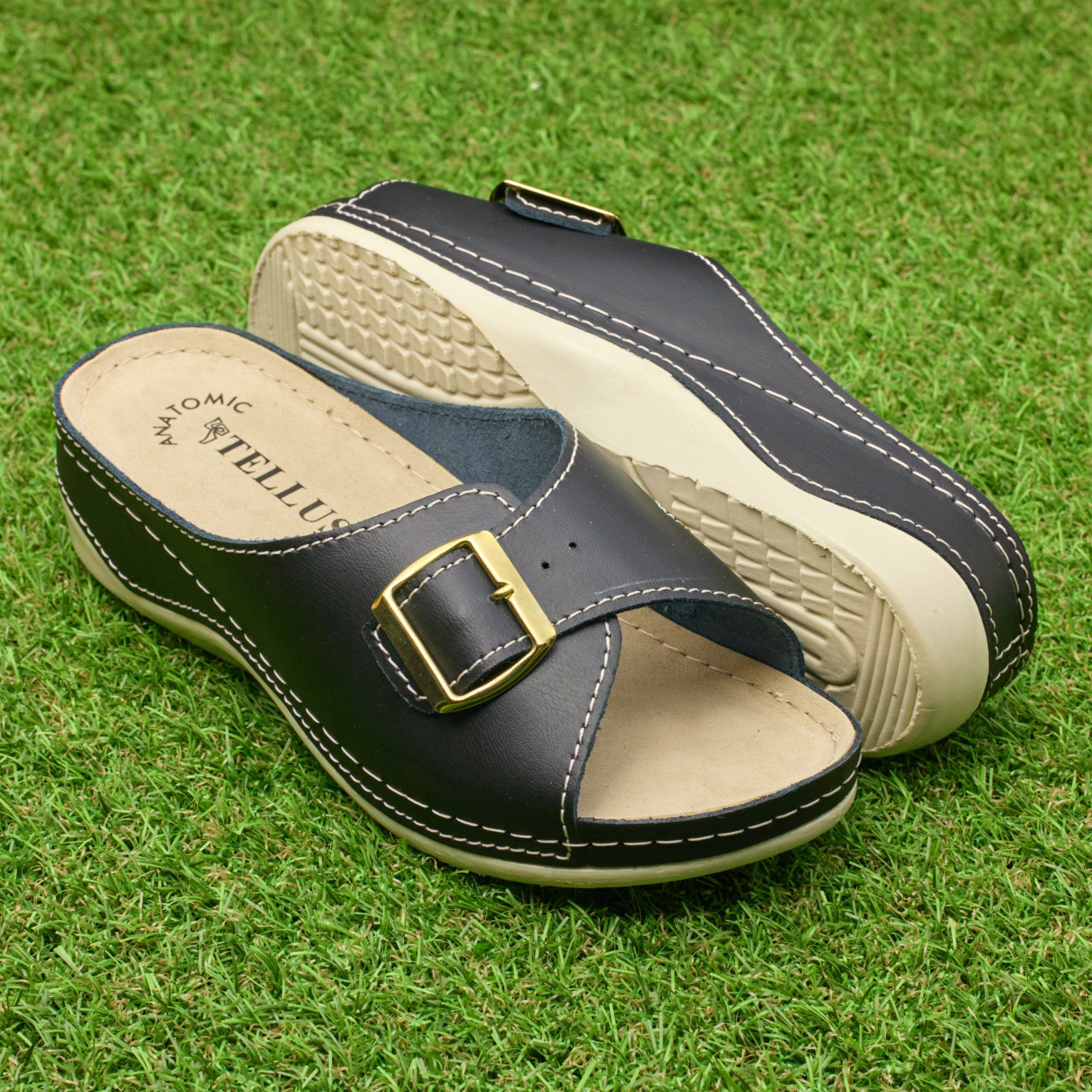 250302_14_01 Papuci piele "Tellus" 25-01, Negru - imagine 1