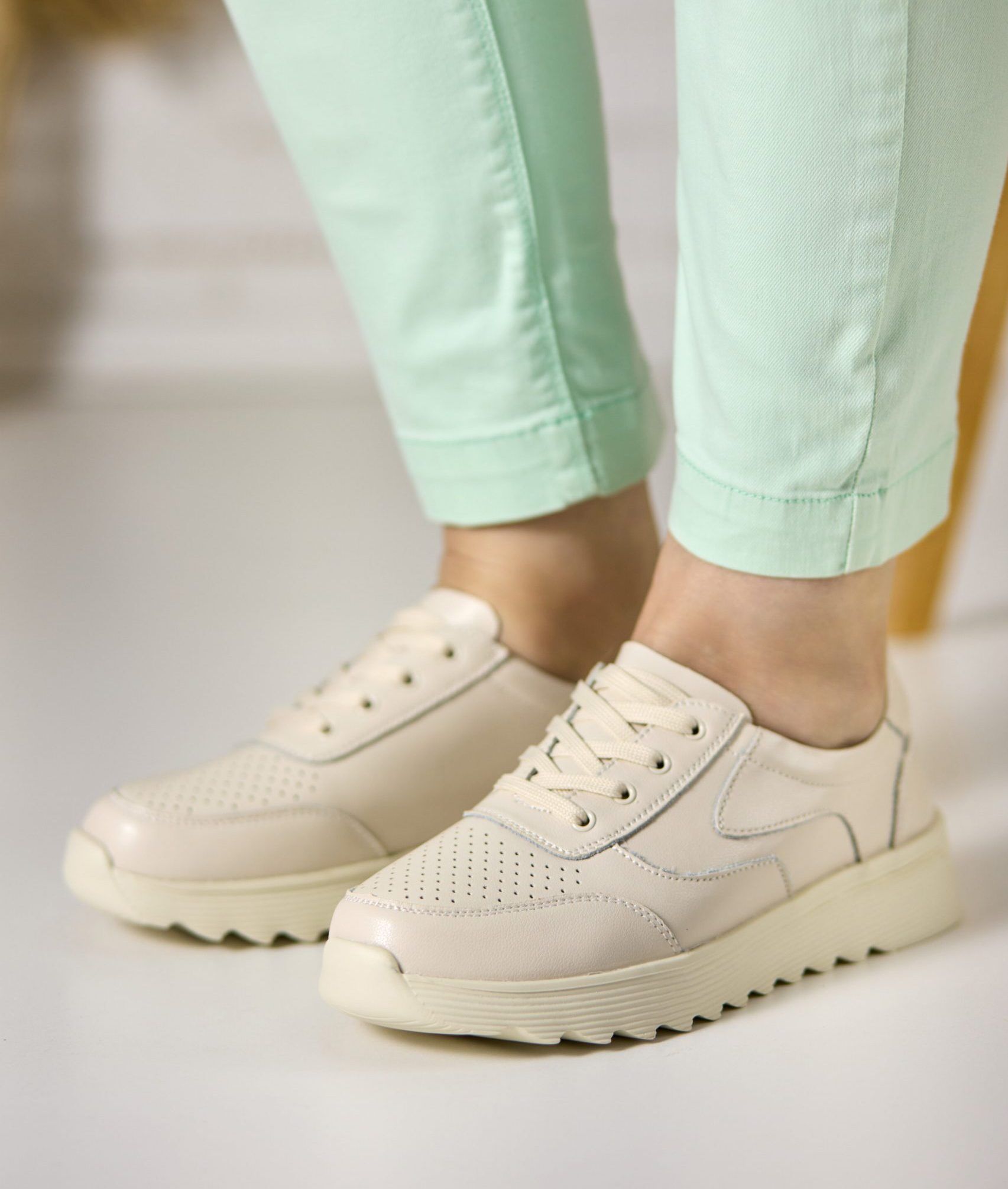 Pantofi piele dama FL963-3, Bej - imagine 1