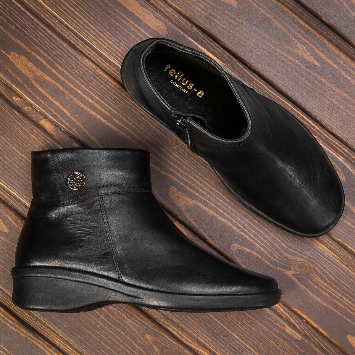 2597479923_kozhanye-botinki-s Ghete piele cu blana extra lat "TELLUS" 02-09, Negru - imagine 1