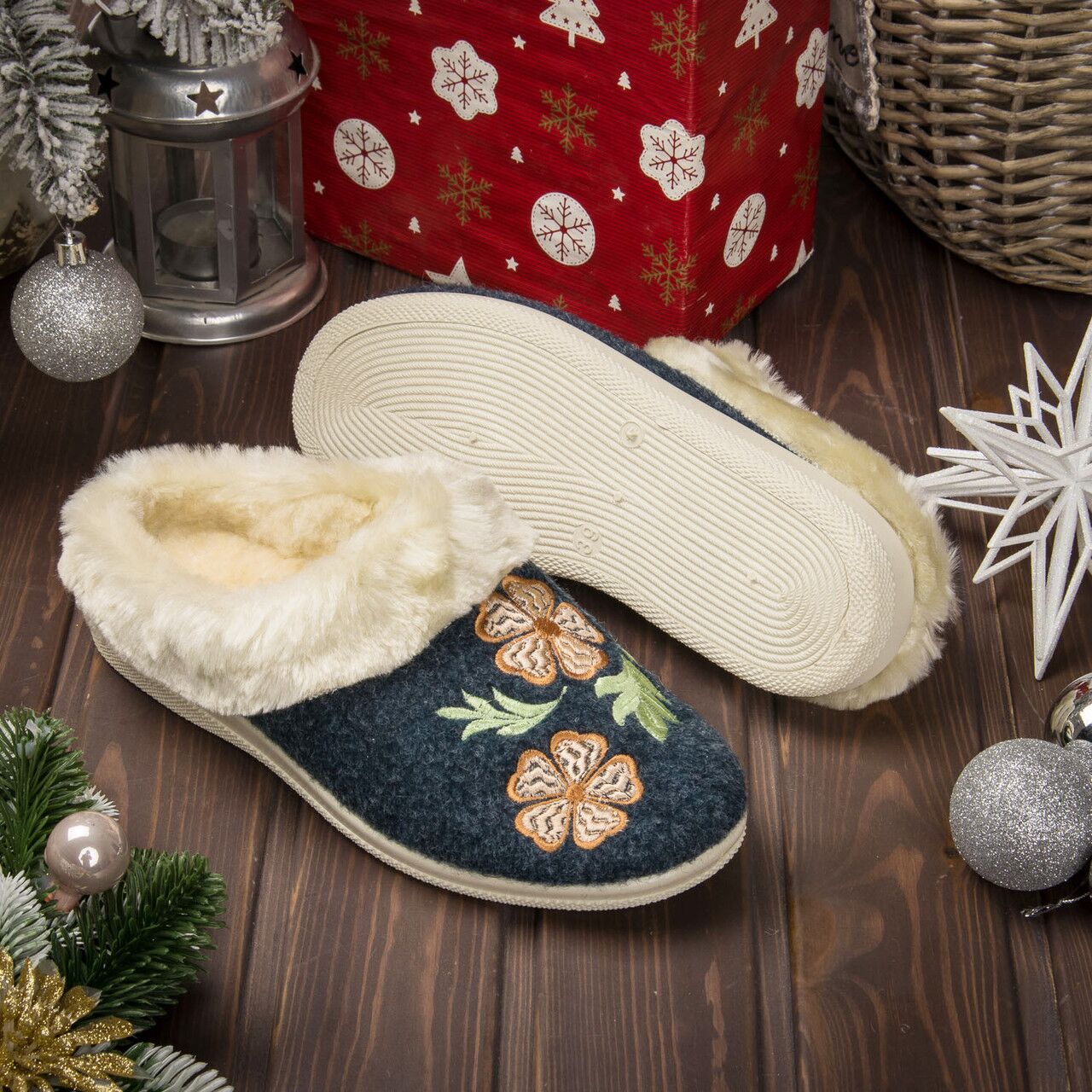 2857419888_zhenskie-burki-tapochki-tellus Pâslari-papuci "TELLUS" 60-84, Albastru Inchis - imagine 1