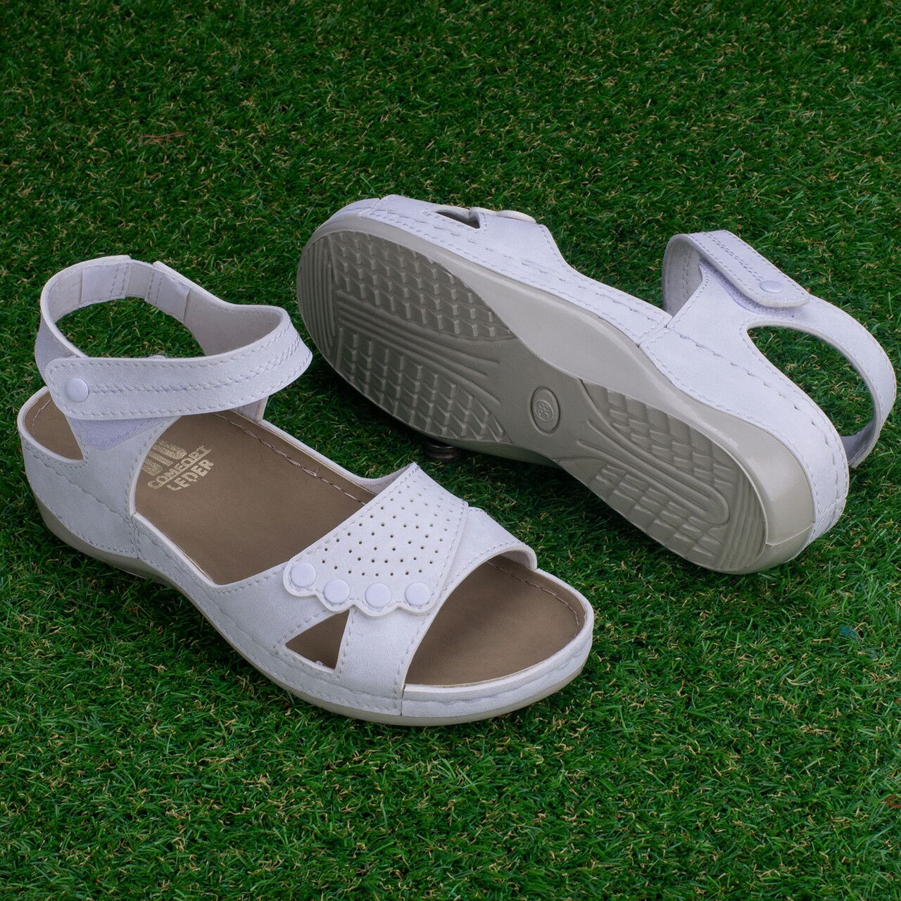 Sandale dama "Tellus" 25-17, Alb - imagine 1