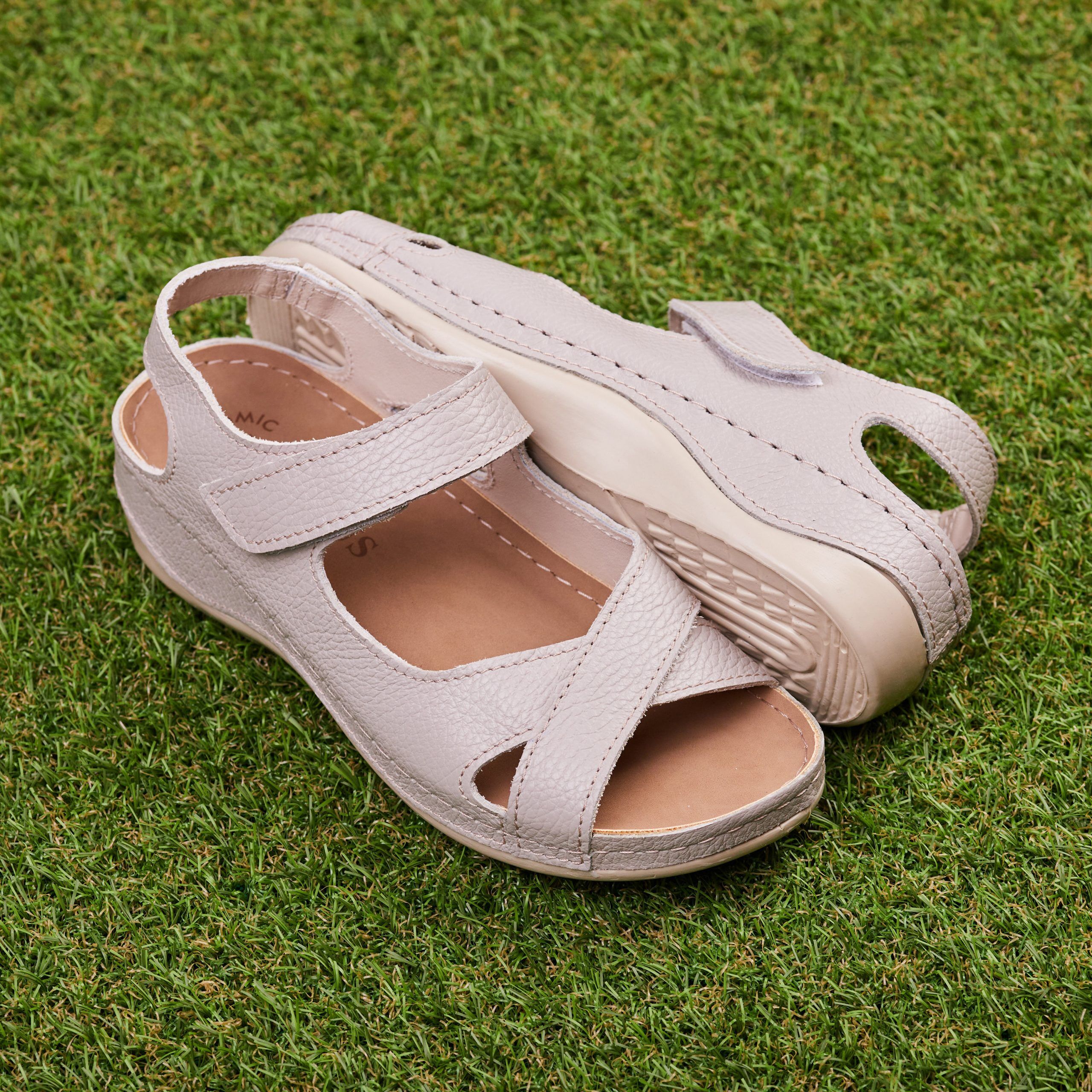 Sandale piele Tellus 25-05, Gri deschis - imagine 1