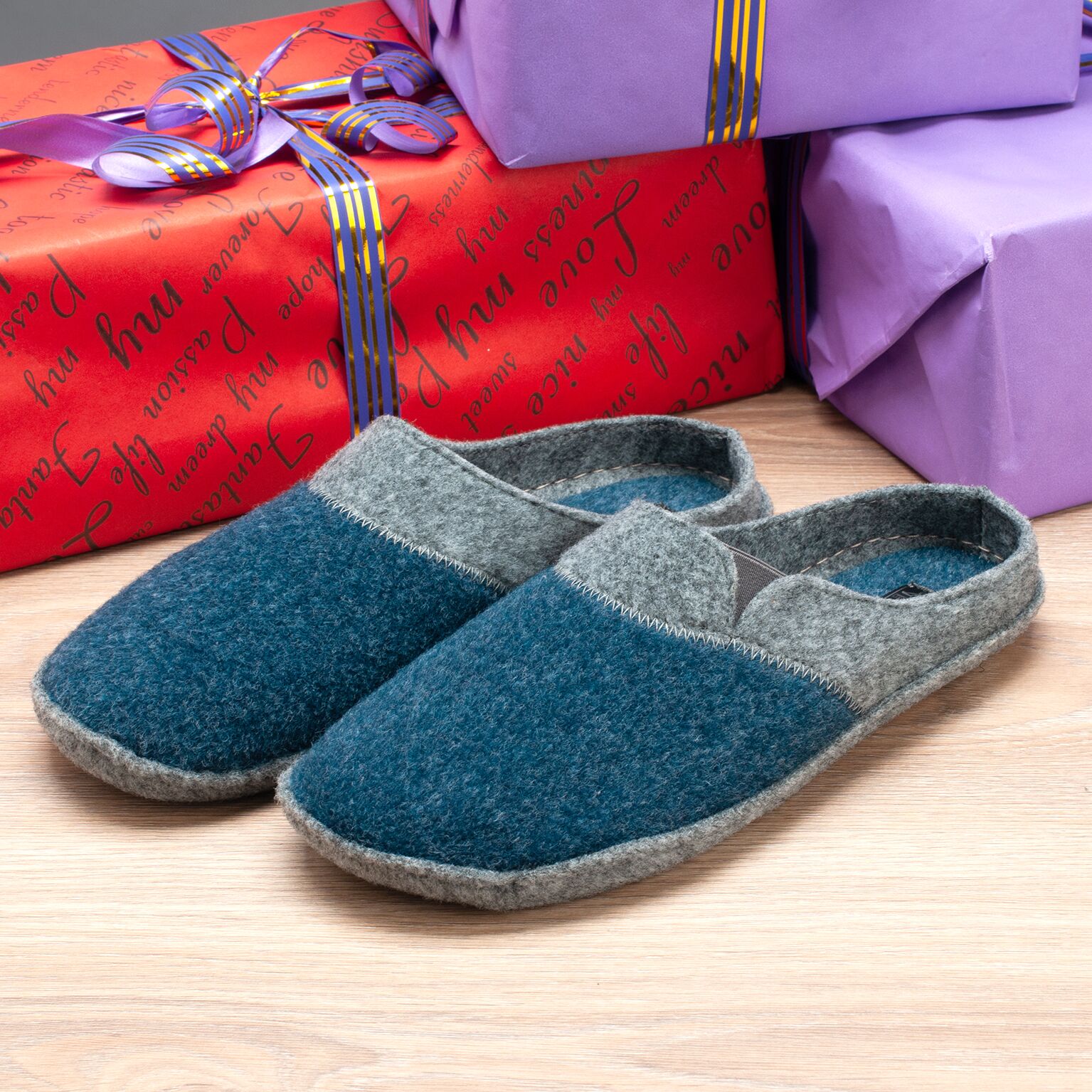 _DSC4159 Papuci de casă barbati "TELLUS" 0027, Albastru - imagine 1