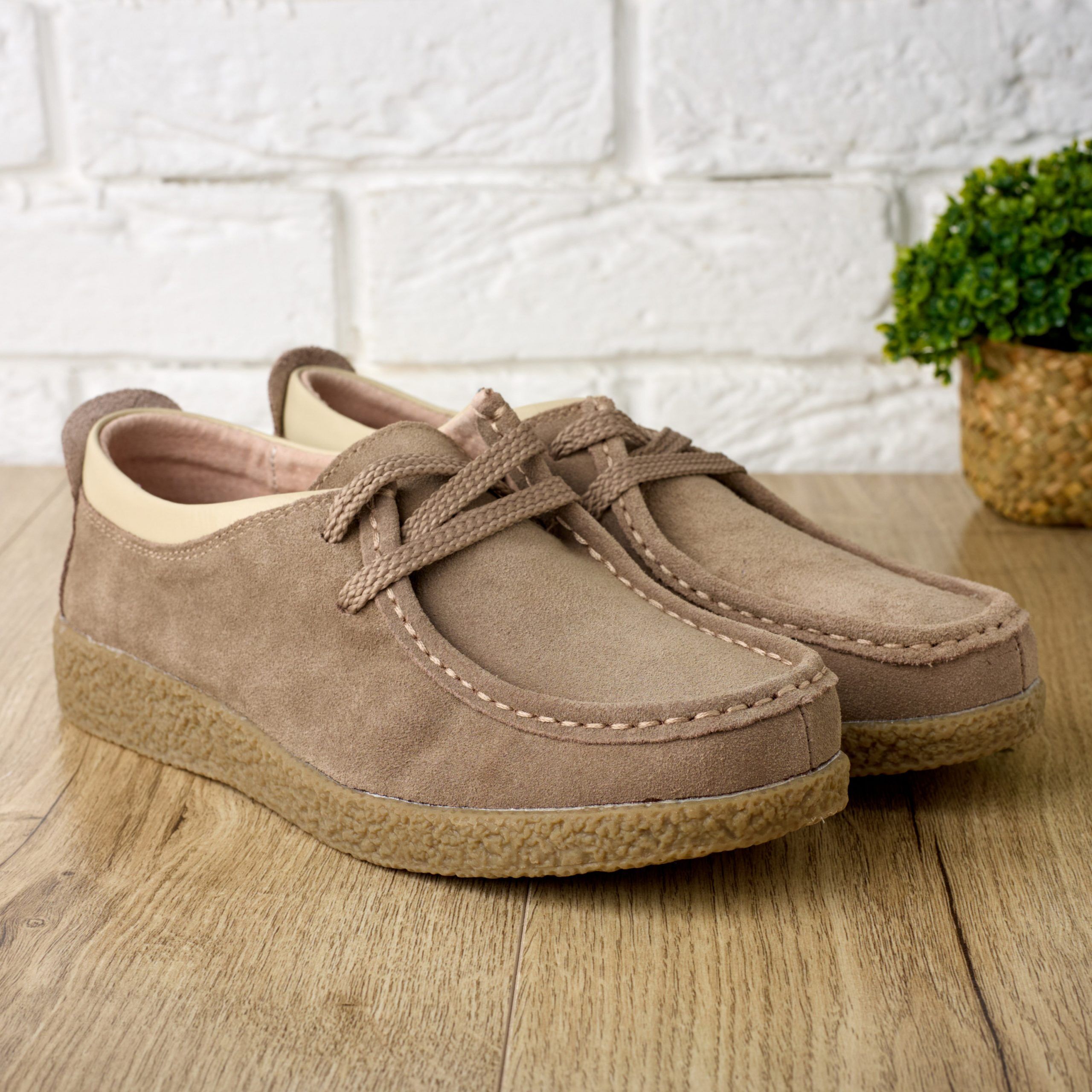 Pantofi piele intoarsa dama 186004, Bej - imagine 1