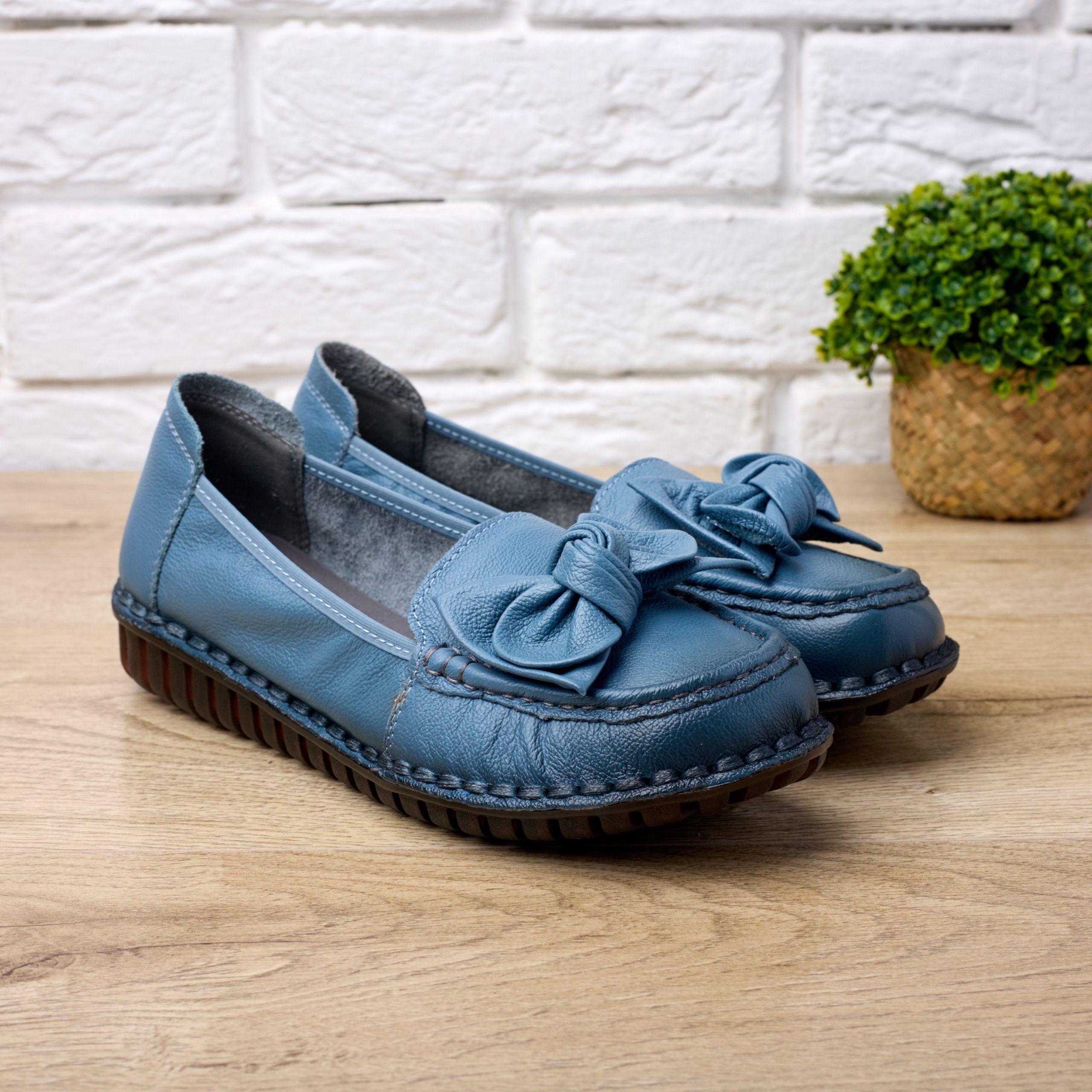 Pantofi piele dama W043221, Albastru - imagine 1