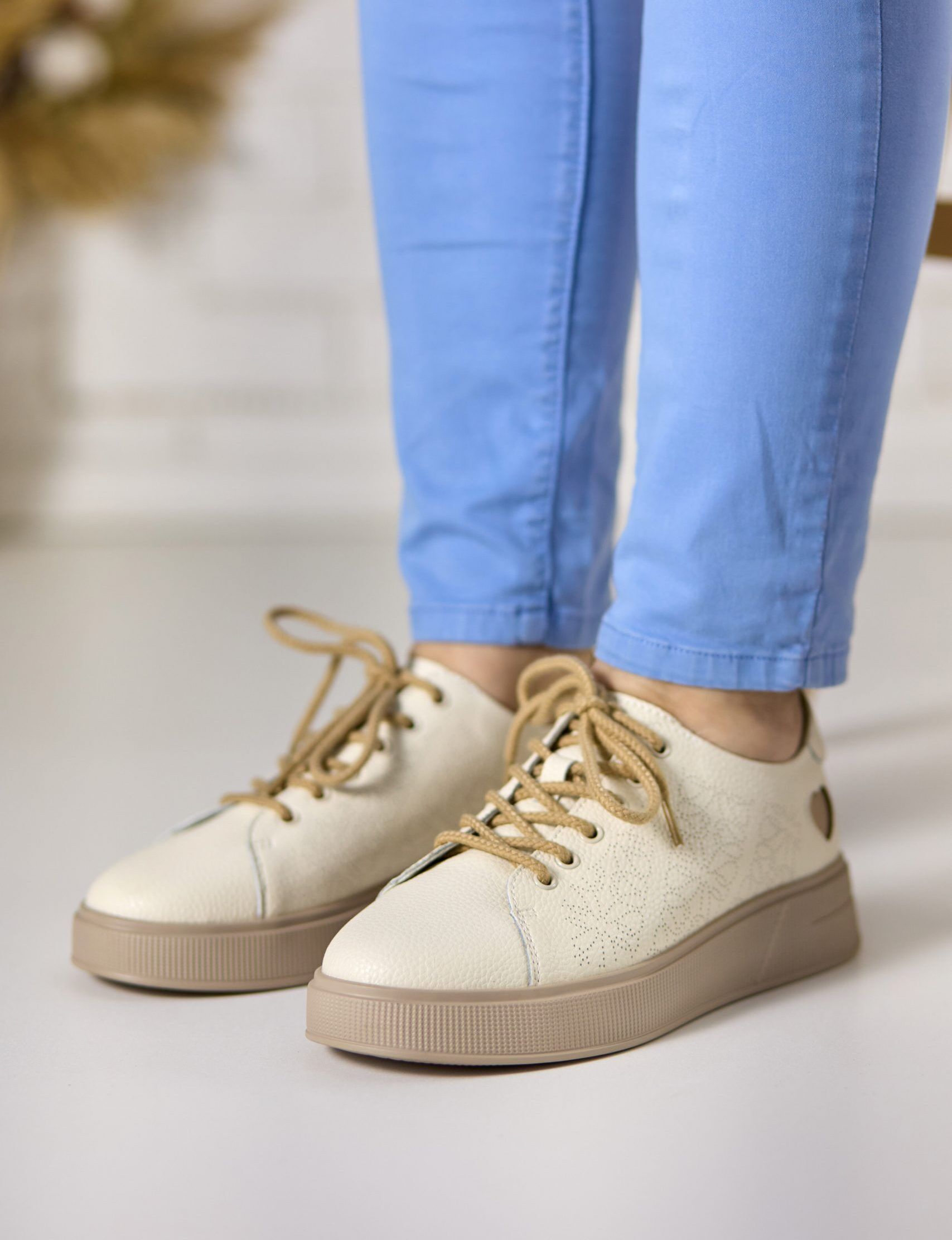 Pantofi piele dama FJ303-3, Bej - imagine 1
