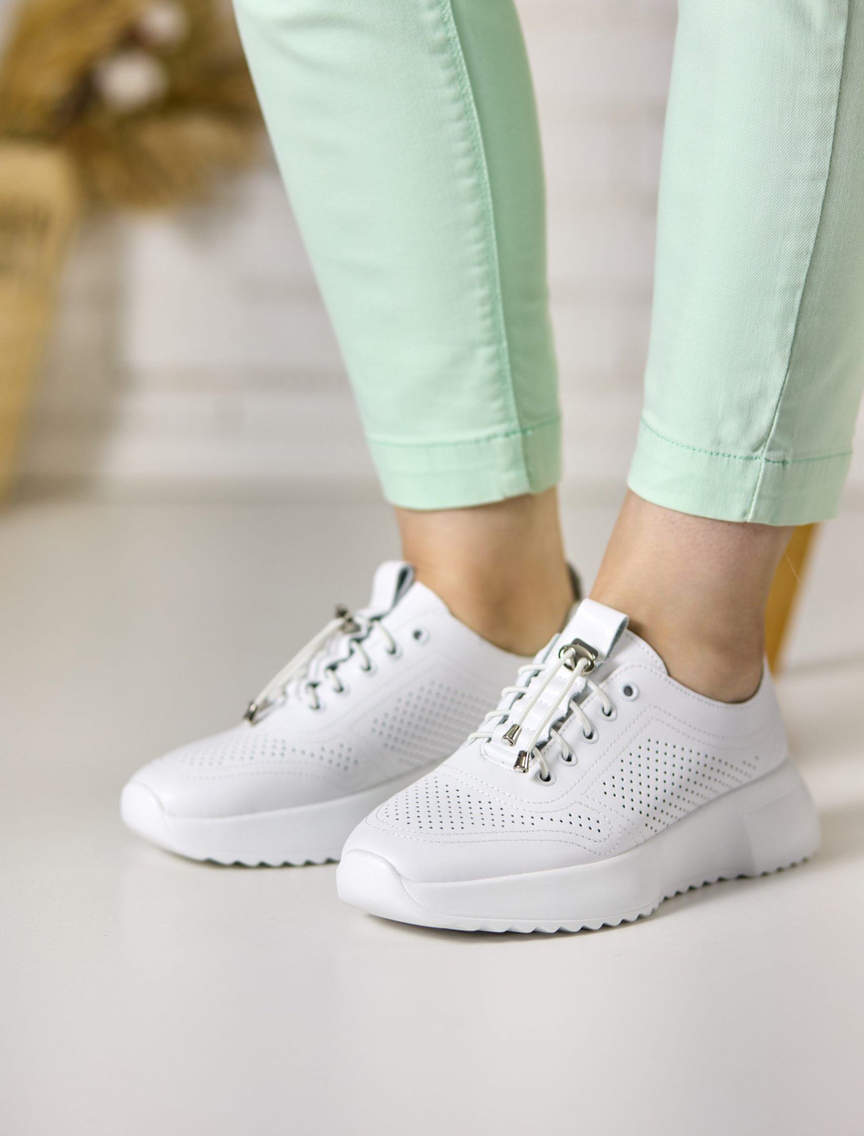 Pantofi piele dama JS703-2, Alb - imagine 1