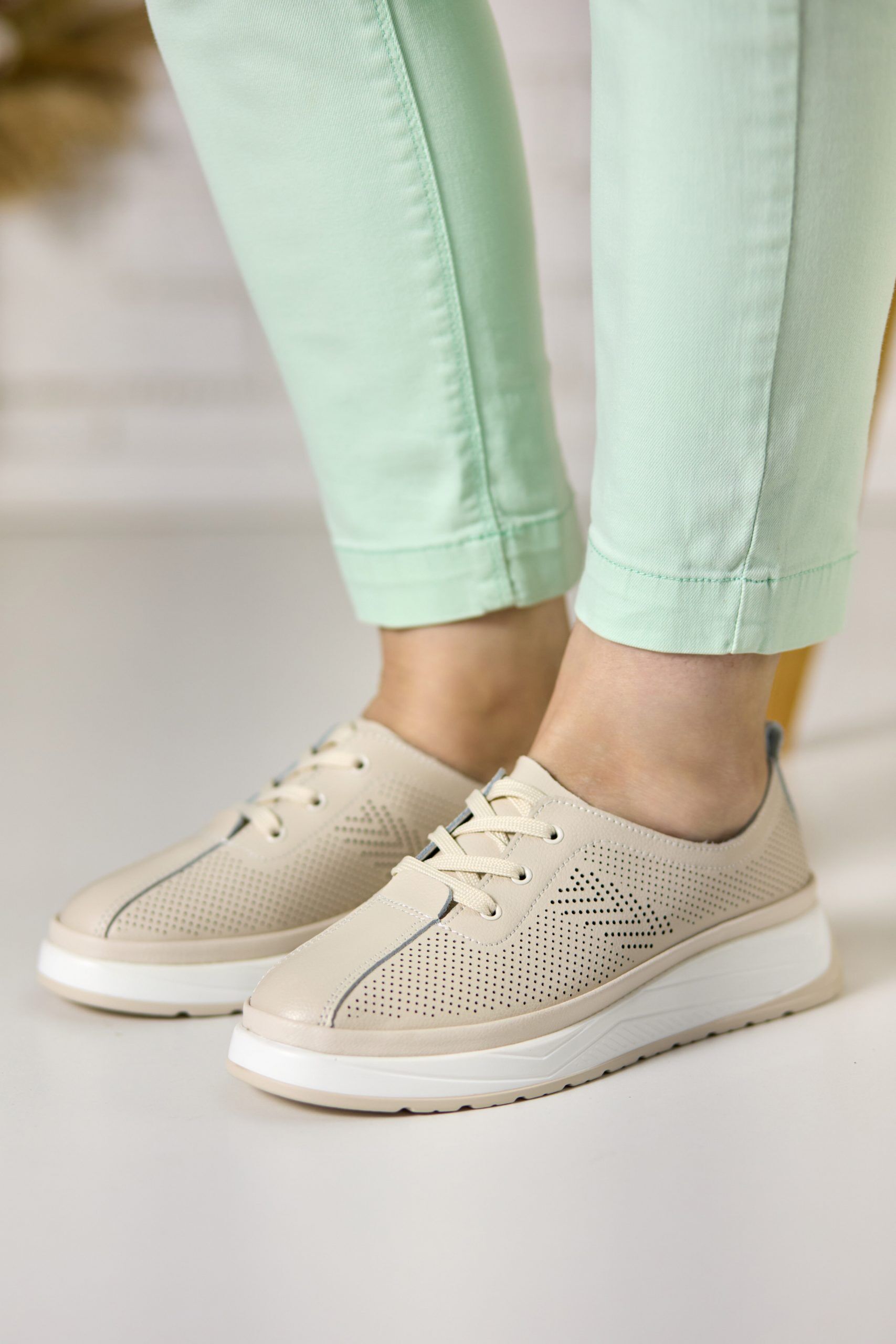 Pantofi piele dama FL957-3, Bej - imagine 1