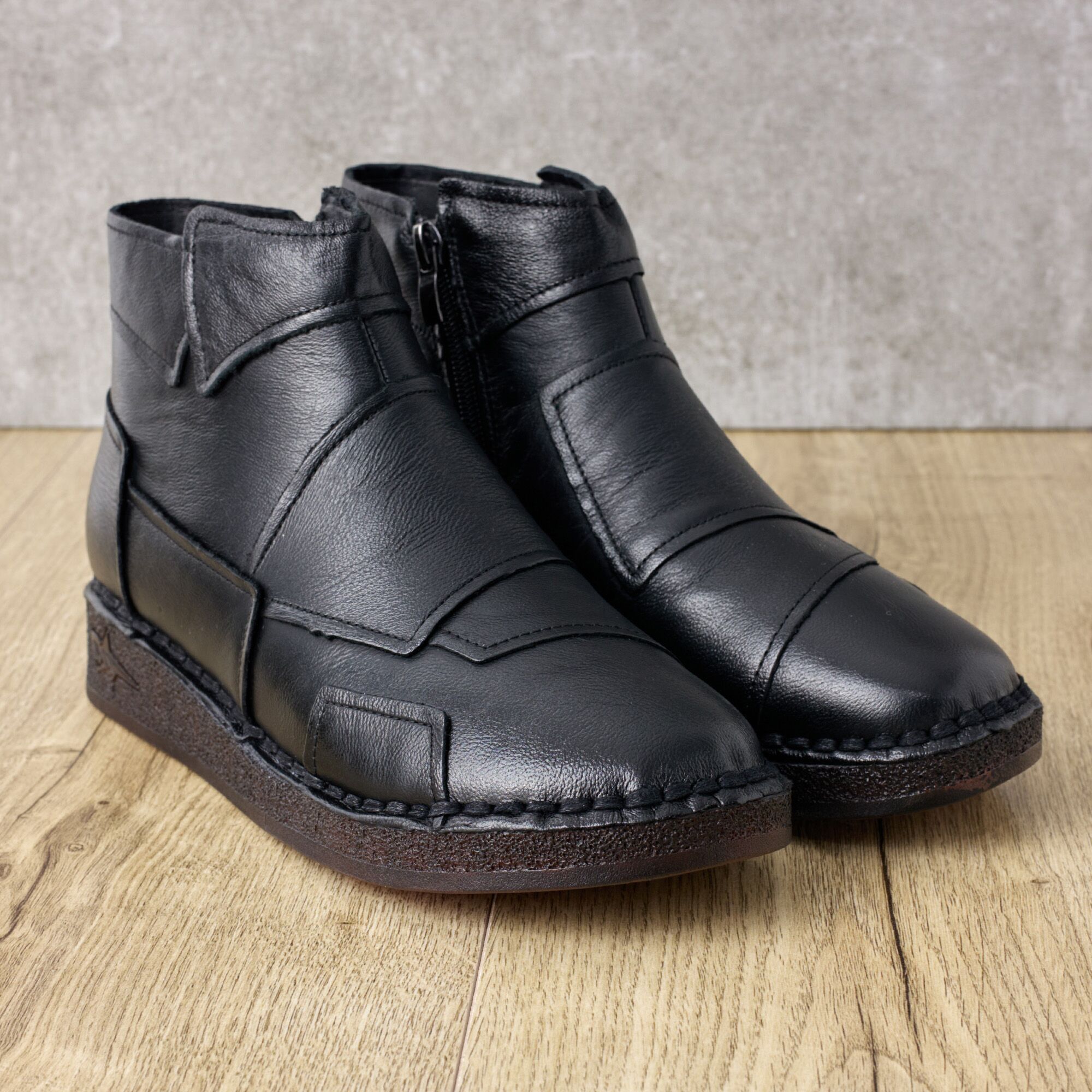 Ghete piele dama W043234, Negru - imagine 1