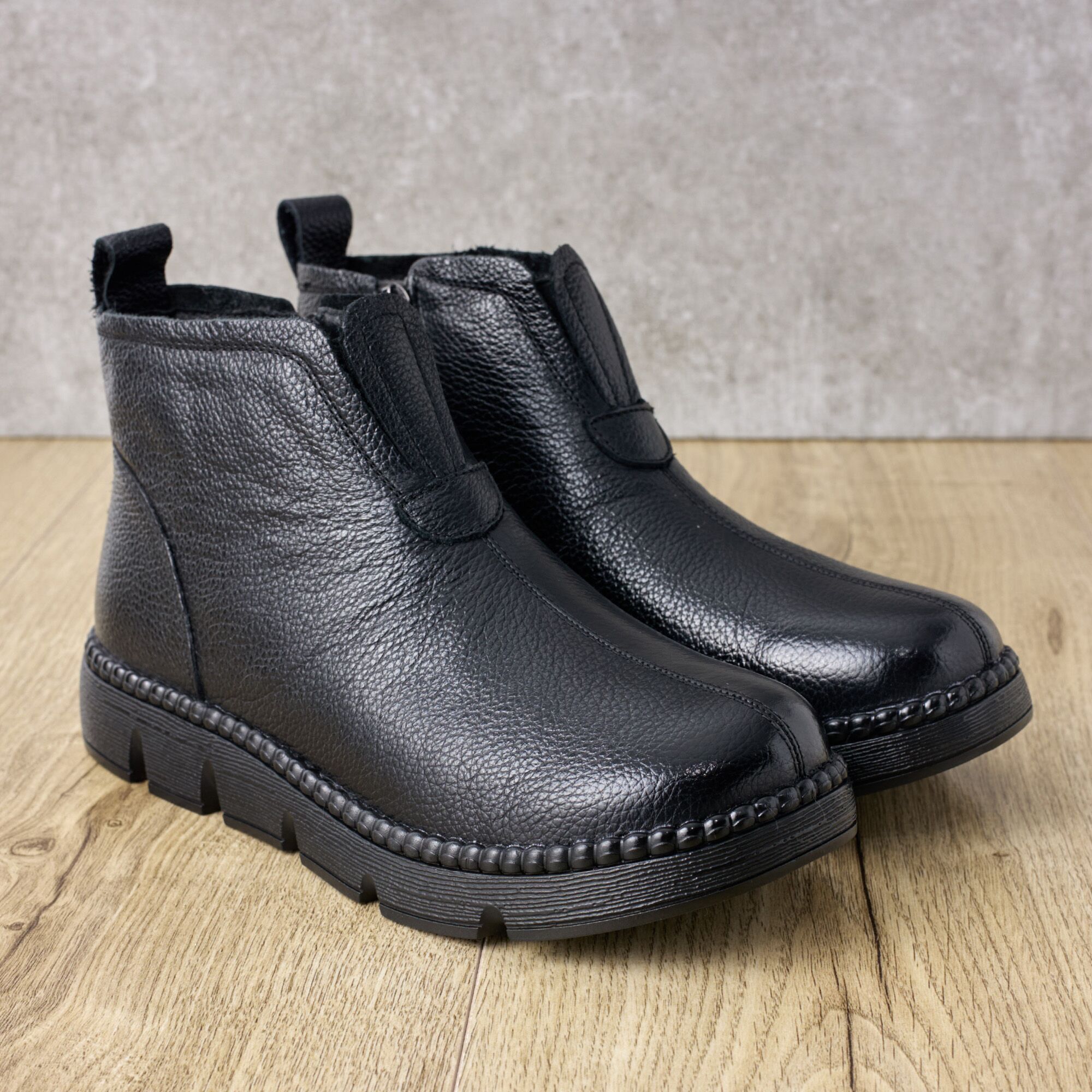 Ghete piele dama W043256, Negru - imagine 1