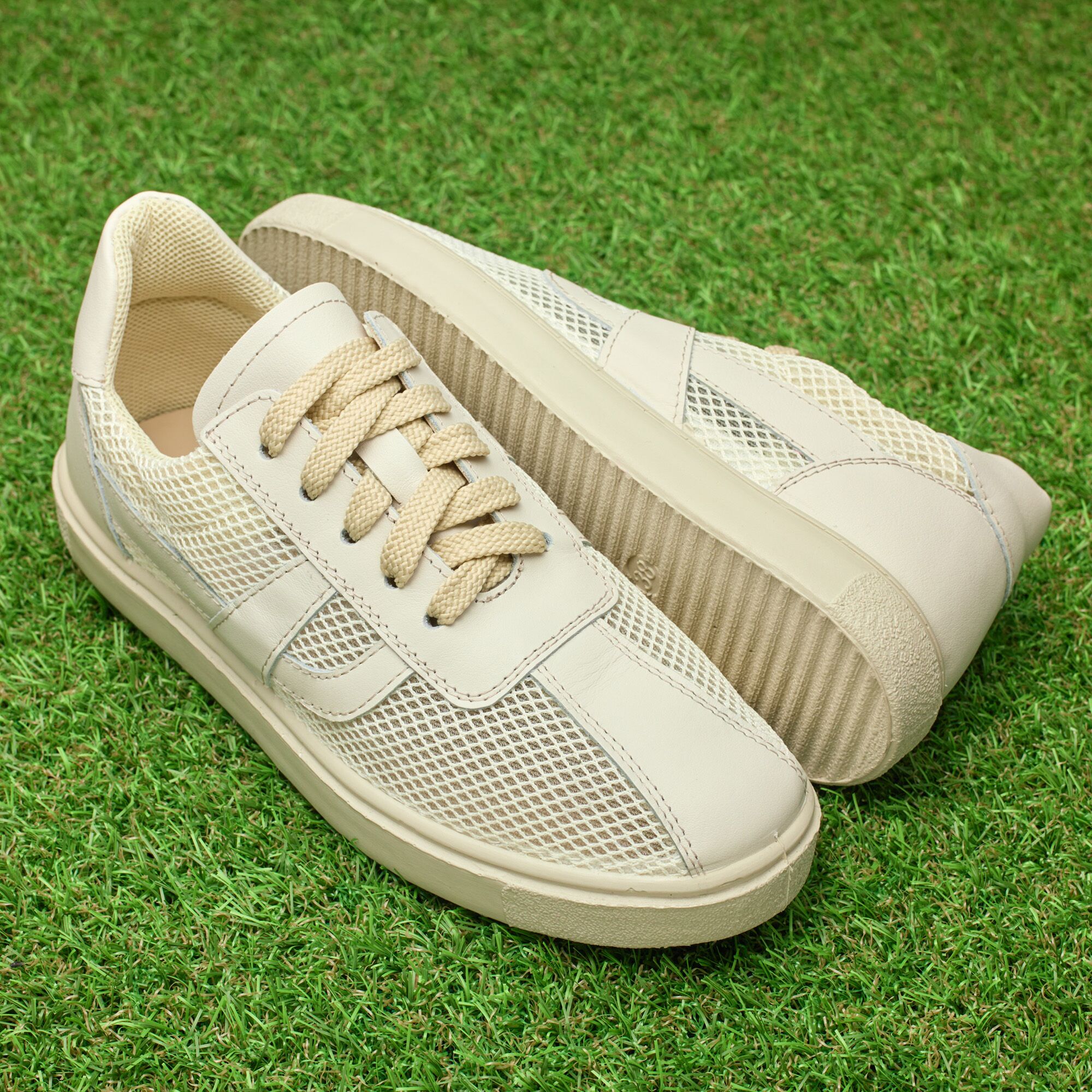 Pantofi sport piele Tellus 0001/3, Bej - imagine 1